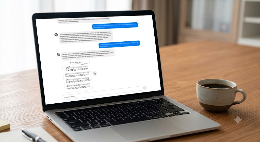 A laptop showing a MaestroAI coaching conversation