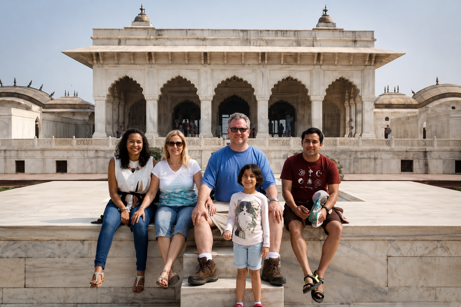 Friends and family together during a trip to India