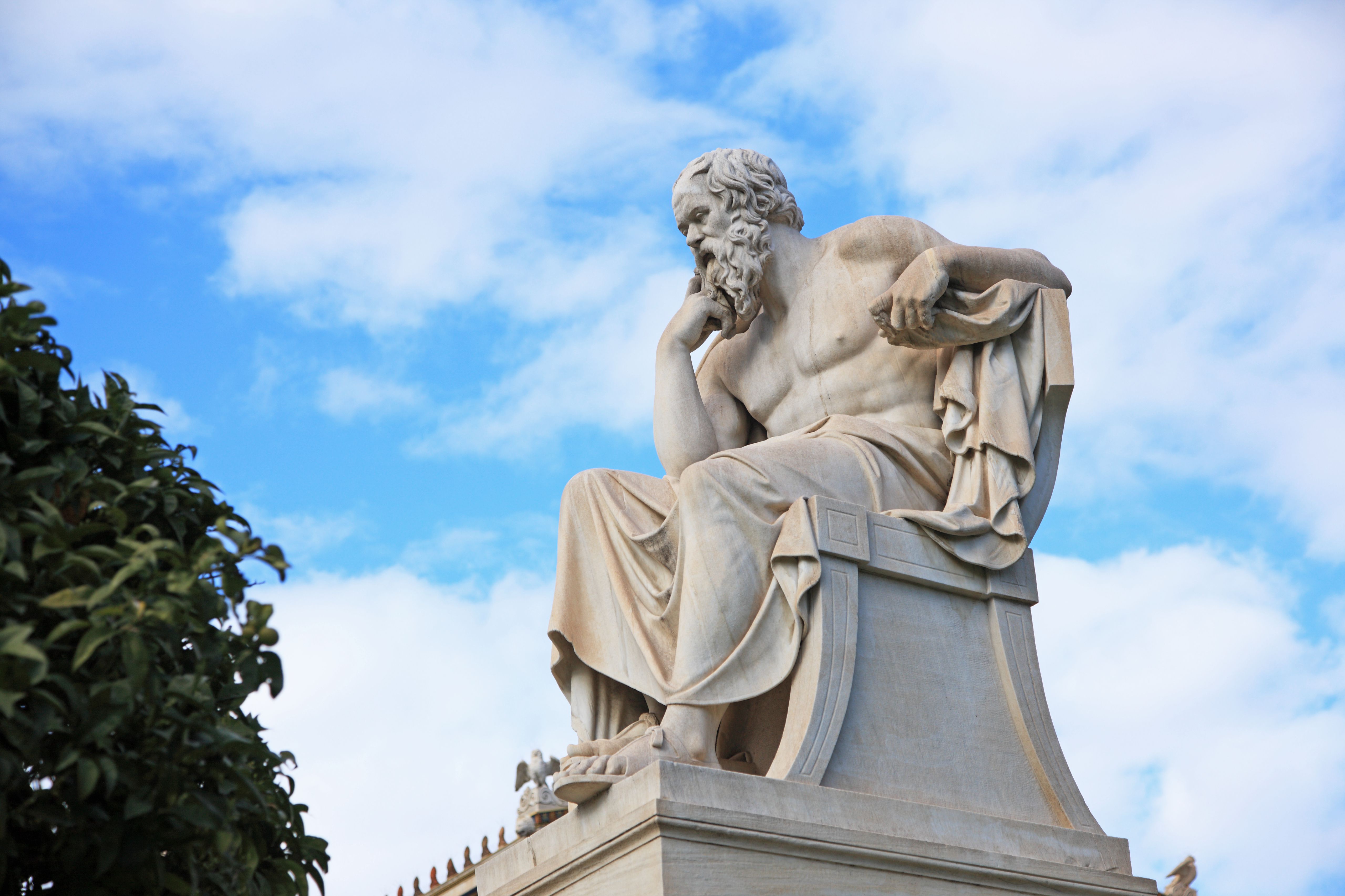 A marble bust of the ancient Greek philosopher Socrates